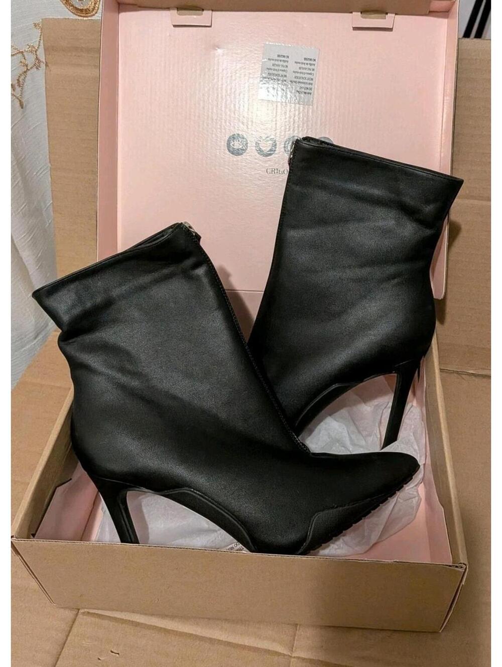 Charlotte Russe Boots Womens 10 Black Pointed Toe Stiletto Ankle Zip Bootie